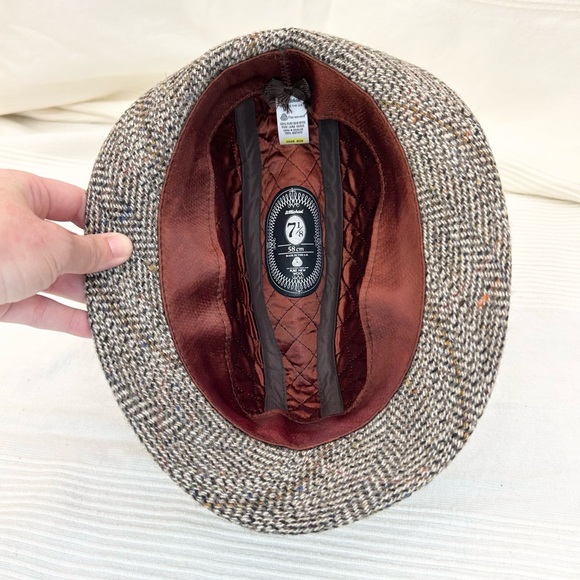 Vintage St Michael Brown 100% Pure New Wool Tweed Hat - Picture 9 of 13